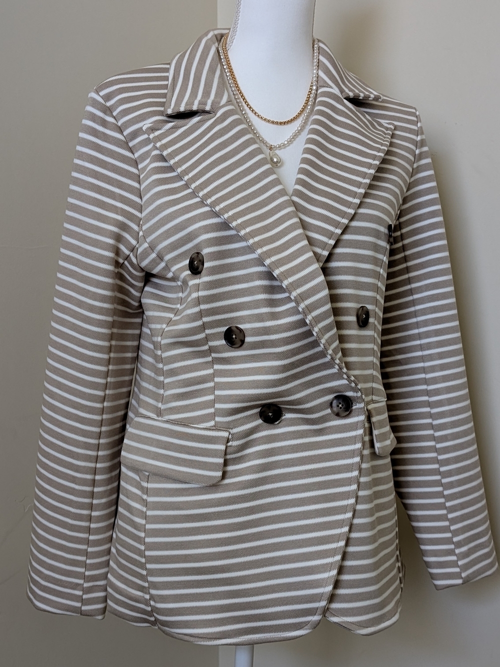 Banana Republic Women's Pique Striped Knit Blazer Size M Petite